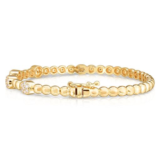 Cluster Bead 0.40Ct Diamond Bangle in 14K Gold