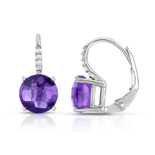 Gemstone & 0.08Ct Diamond Earrings in 14K Gold