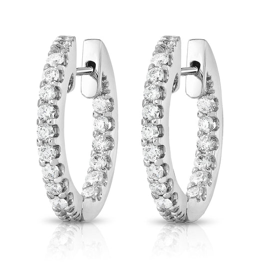 Inside-Out 1.00Ct Diamond Hoop Earrings in 14K White Gold