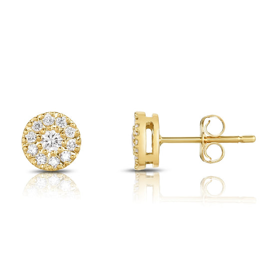 0.33Ct Diamond Halo Stud Earrings in 14K Gold