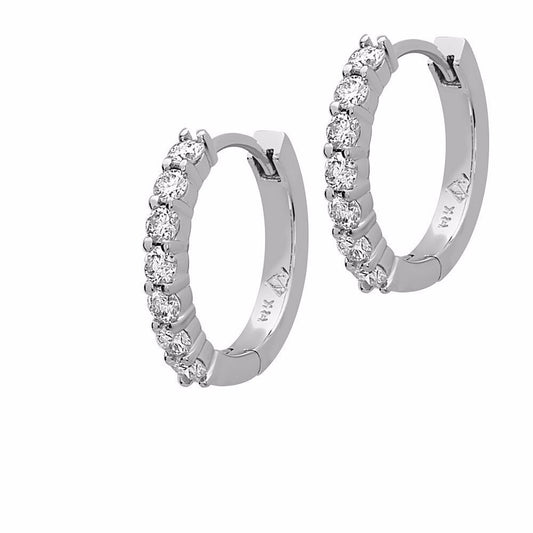 0.62Ct Diamond Huggie Hoop Earrings in 14K White Gold