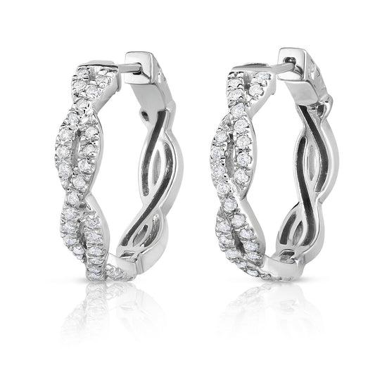 0.50Ct Diamond Infinity Hoop Earrings in 14K White Gold