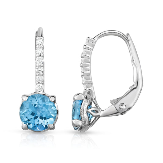 White Gold London Blue Topaz Earrings 2