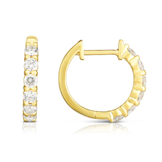 0.75Ct Diamond Huggie Hoop Earrings in 14K Gold
