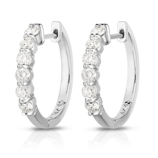 0.75Ct Diamond Huggie Hoop Earrings in 14K White Gold