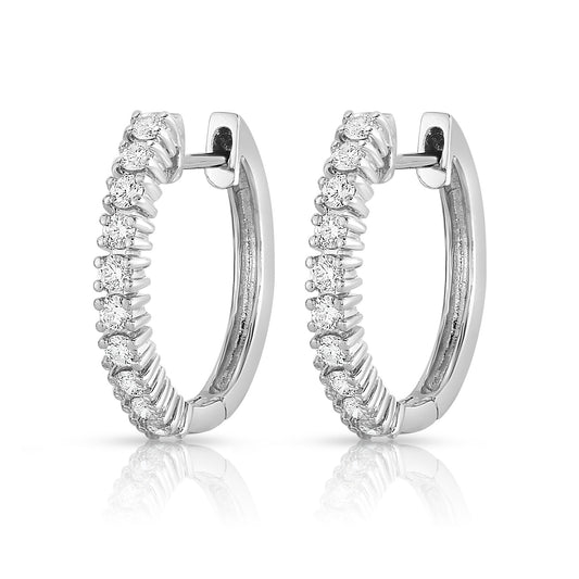 0.40Ct Diamond Hoop Earrings in 14K White Gold