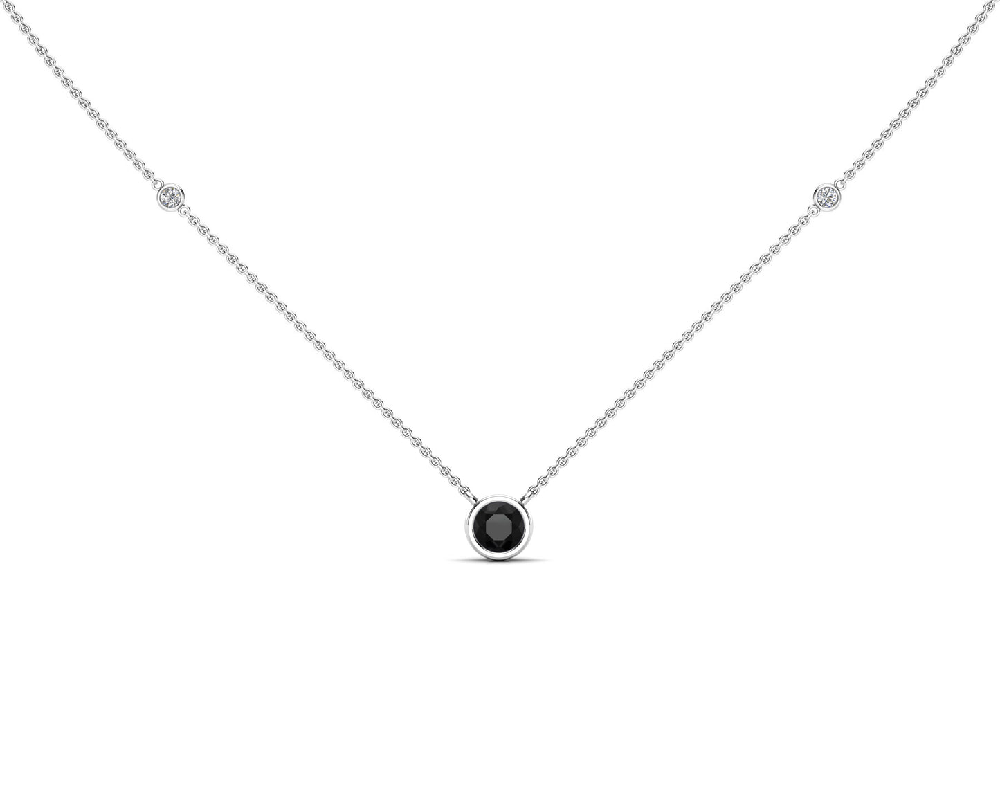 5MM Gemstone & Diamond Accent Necklace, 16"-18" in 14K Gold