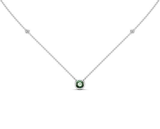 5MM Gemstone & Diamond Accent Necklace, 16"-18" in 14K Gold