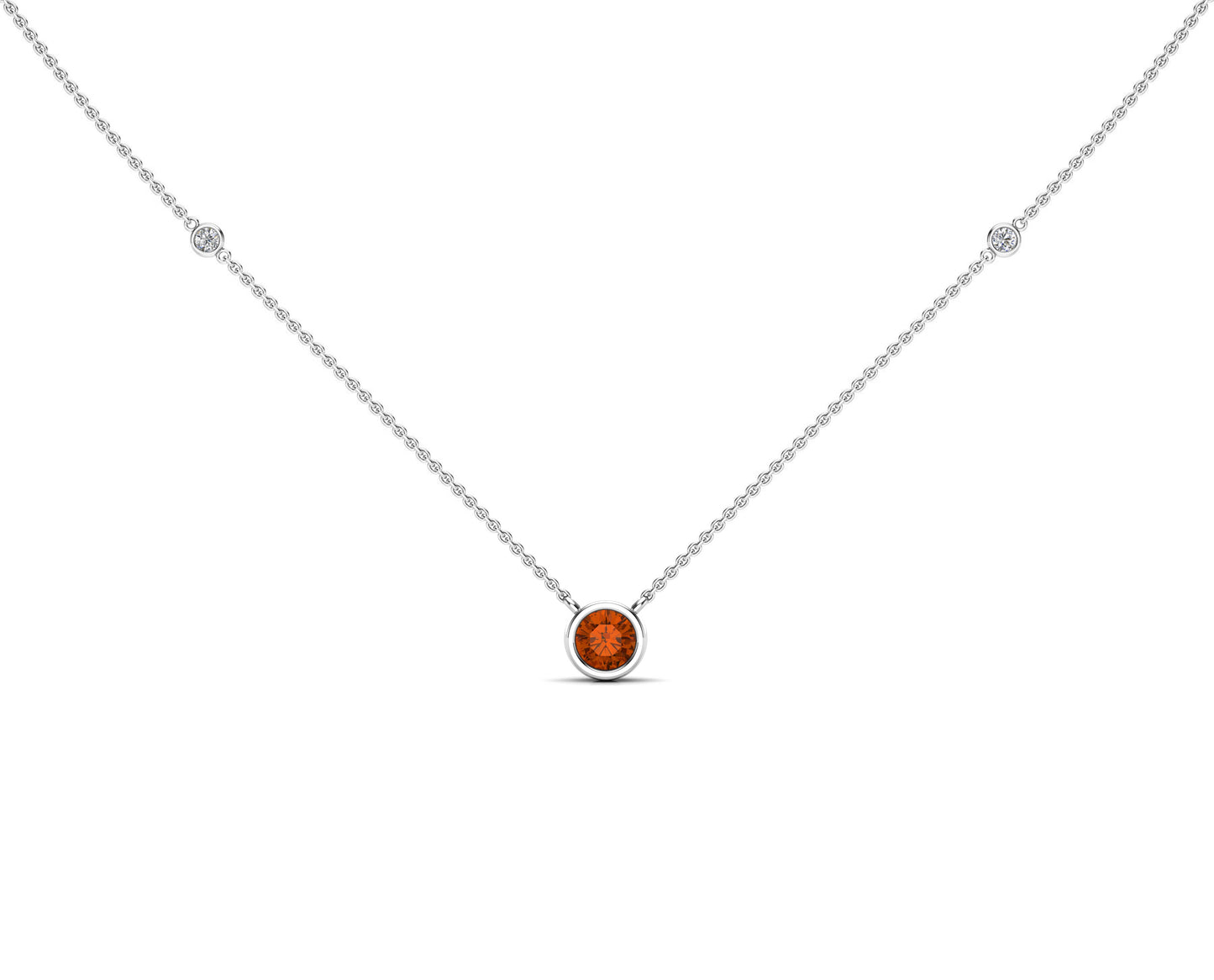 5MM Gemstone & Diamond Accent Necklace, 16"-18" in 14K Gold