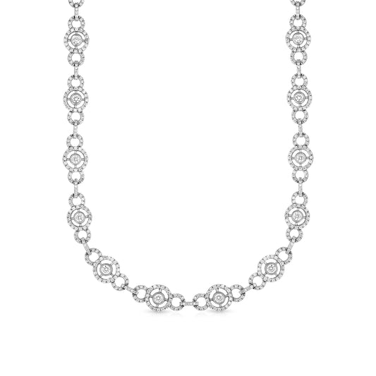 9.70Ct Diamond Halo Link Necklace in 14K White Gold