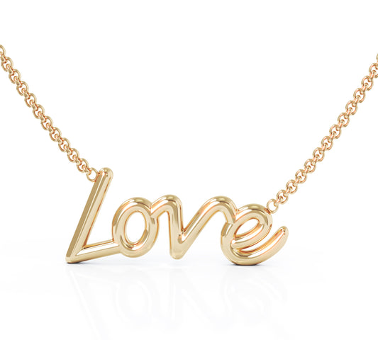 LOVE Necklace, 16-17" Chain in 14K Gold