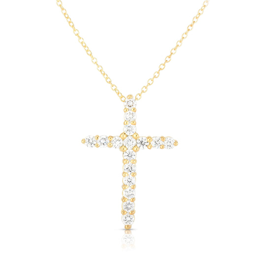 0.68Ct Diamond Cross Pendant With 18" Gold Chain in 14K Gold