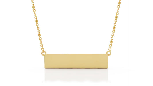 Engravable Bar Necklace, 17"-18" / Free Engraving in 14K Gold