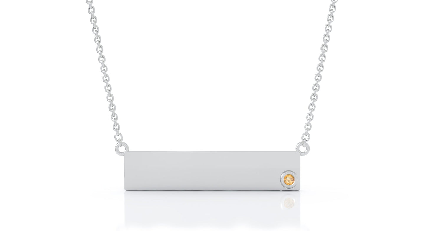 0.03Ct Gemstone Engravable Bar Necklace, 17"-18" in 14K Gold