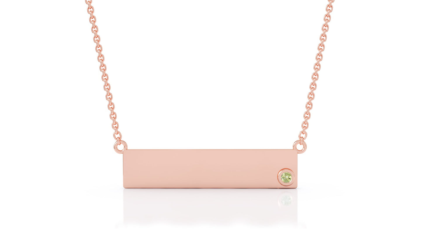 0.03Ct Gemstone Engravable Bar Necklace, 17"-18" in 14K Gold