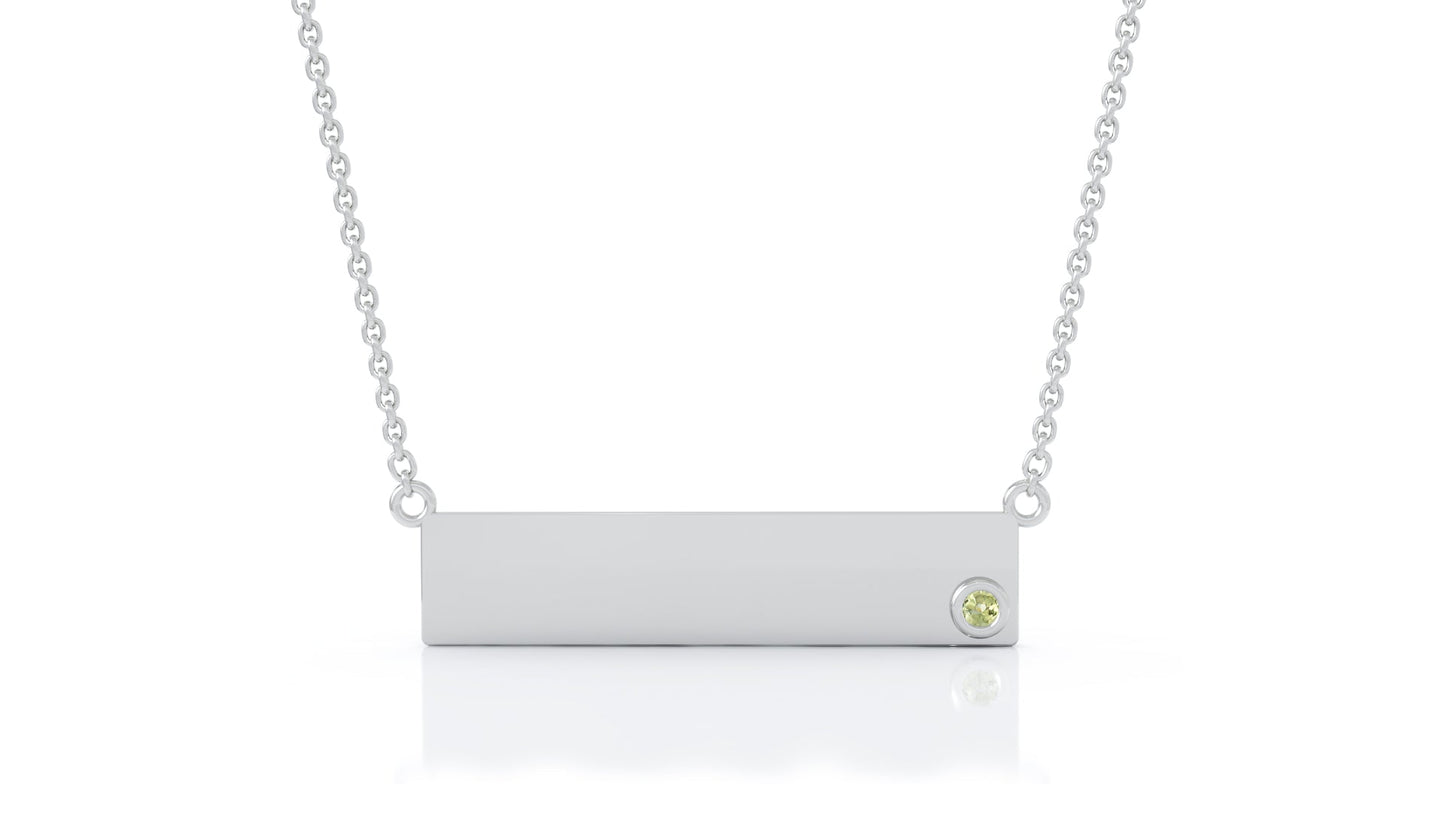 0.03Ct Gemstone Engravable Bar Necklace, 17"-18" in 14K Gold