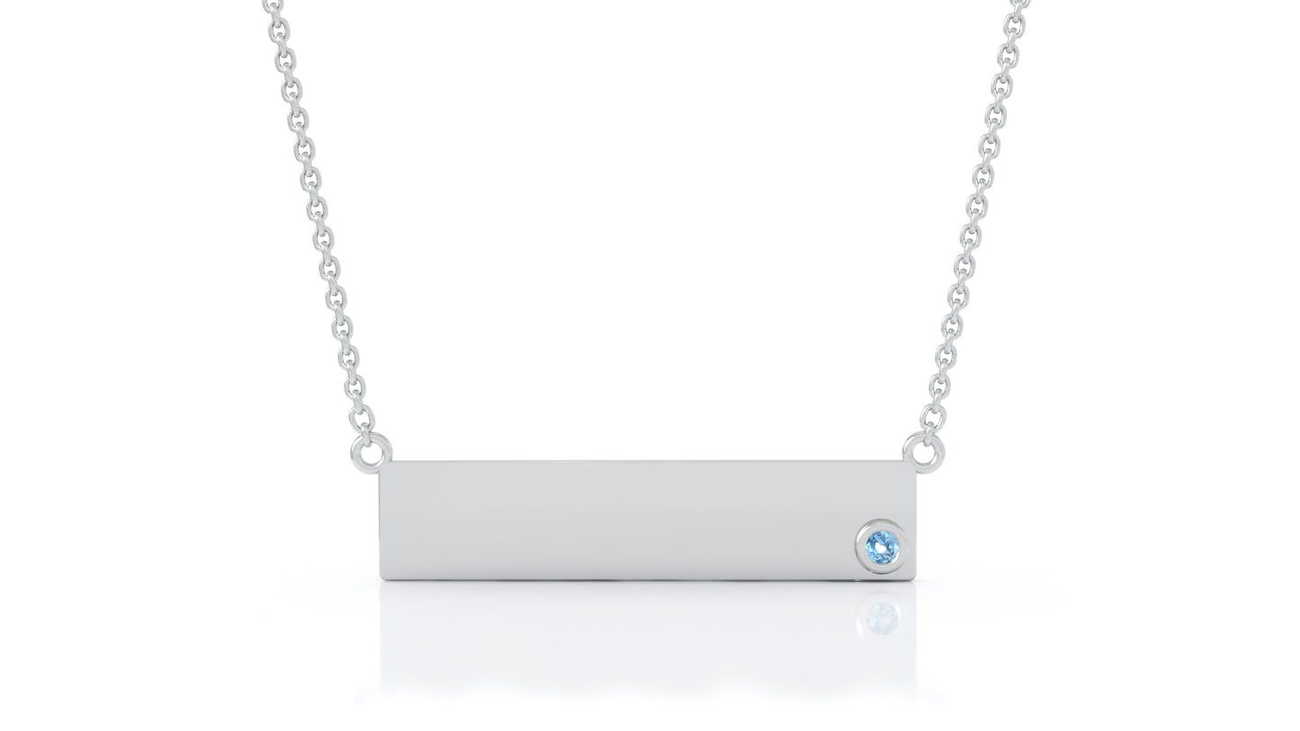 0.03Ct Gemstone Engravable Bar Necklace, 17"-18" in 14K Gold