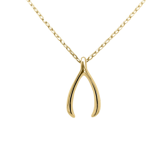 yellow gold wishbone necklace