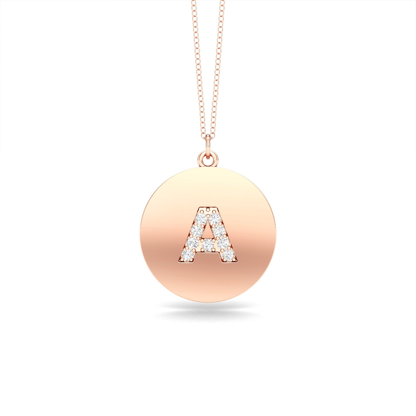 0.07Ct Diamond A-Z Alphabet Initial Pendant, 18" Gold Chain in 14K Gold