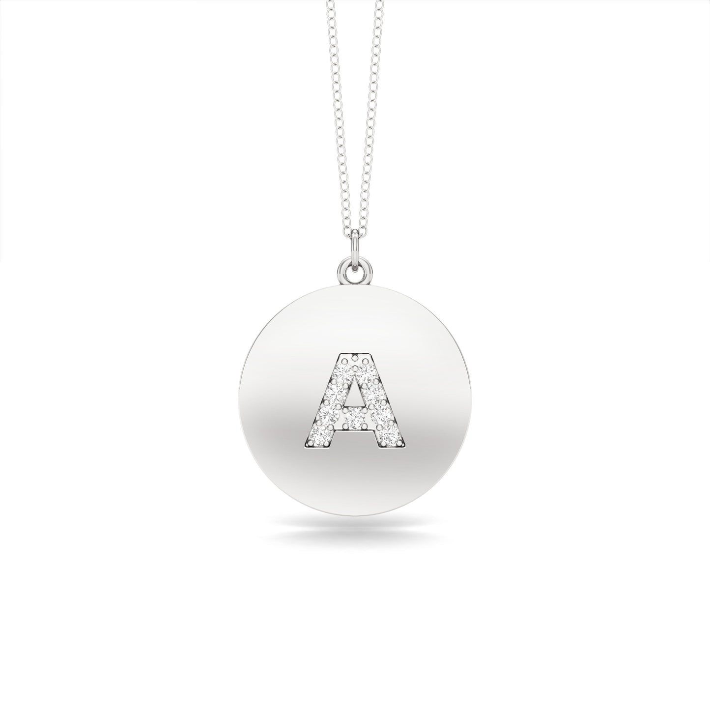 0.07Ct Diamond A-Z Alphabet Initial Pendant, 18" Gold Chain in 14K Gold