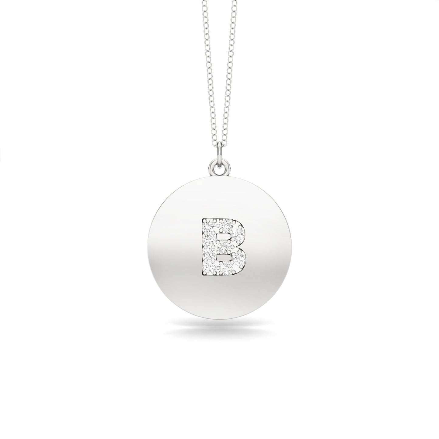 0.07Ct Diamond A-Z Alphabet Initial Pendant, 18" Gold Chain in 14K Gold