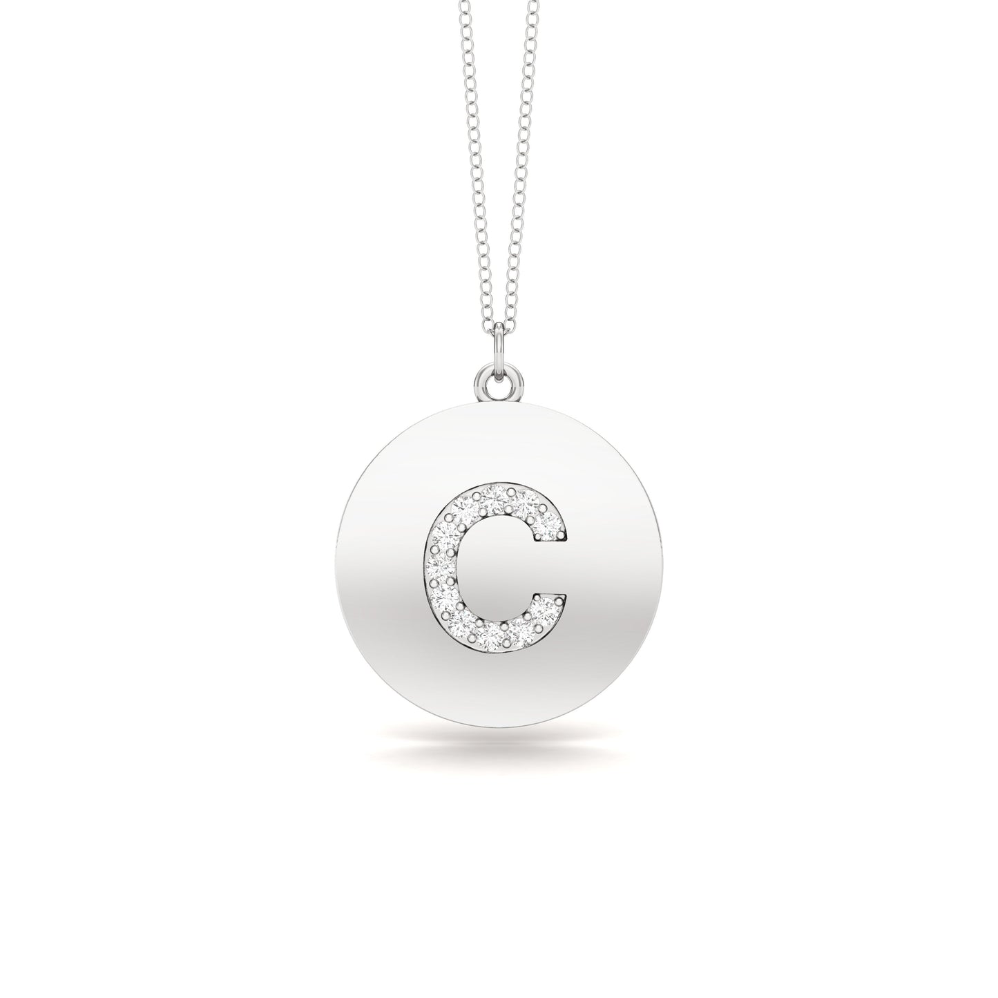 0.07Ct Diamond A-Z Alphabet Initial Pendant, 18" Gold Chain in 14K Gold
