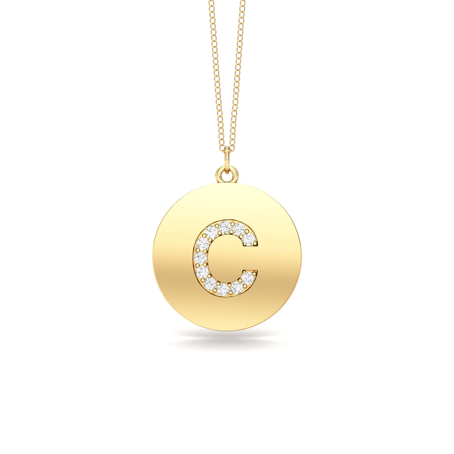 0.07Ct Diamond A-Z Alphabet Initial Pendant, 18" Gold Chain in 14K Gold