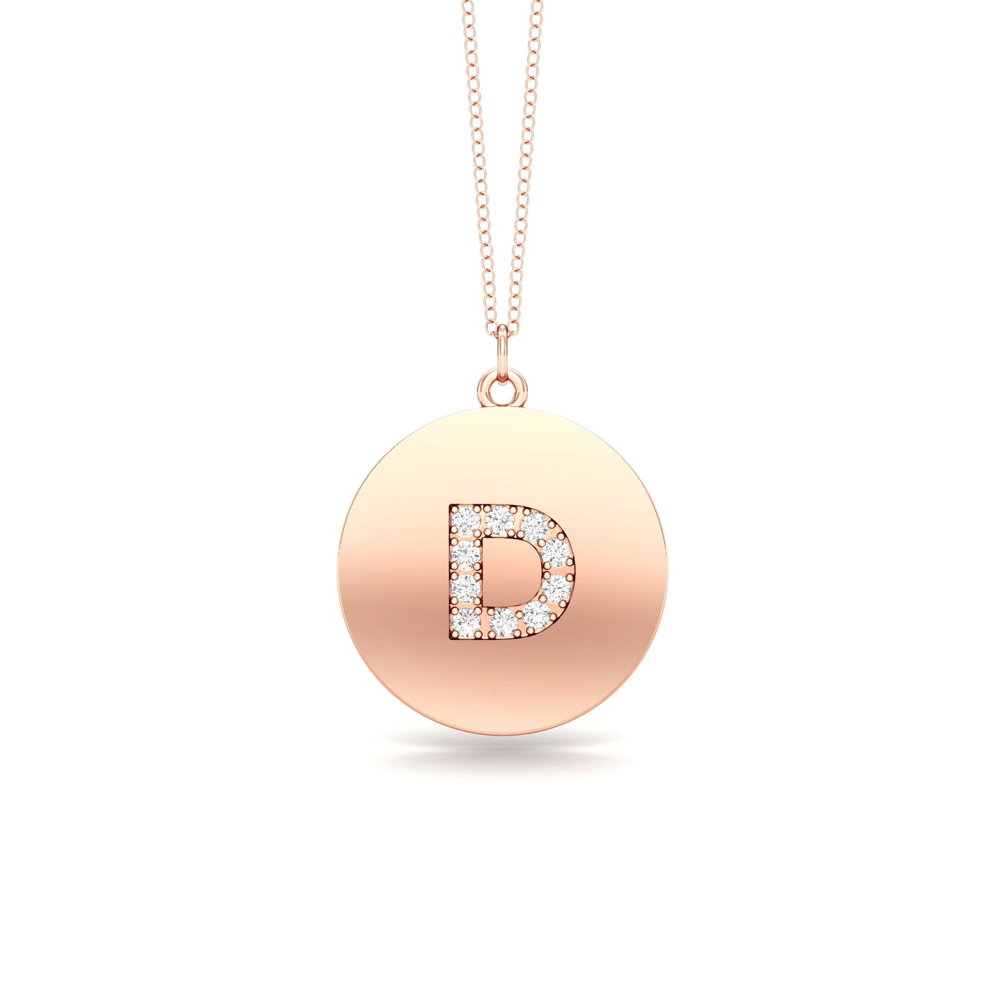 0.07Ct Diamond A-Z Alphabet Initial Pendant, 18" Gold Chain in 14K Gold