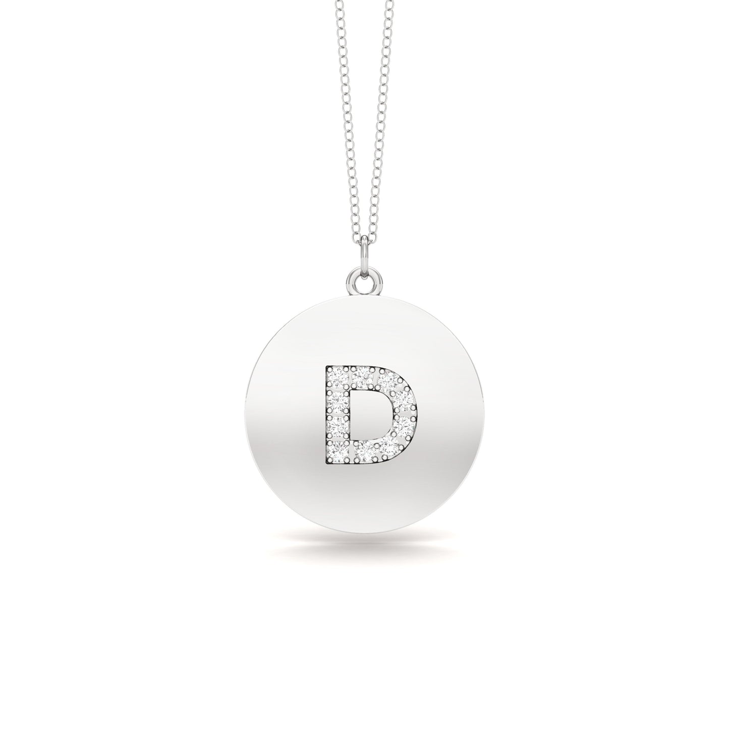 0.07Ct Diamond A-Z Alphabet Initial Pendant, 18" Gold Chain in 14K Gold