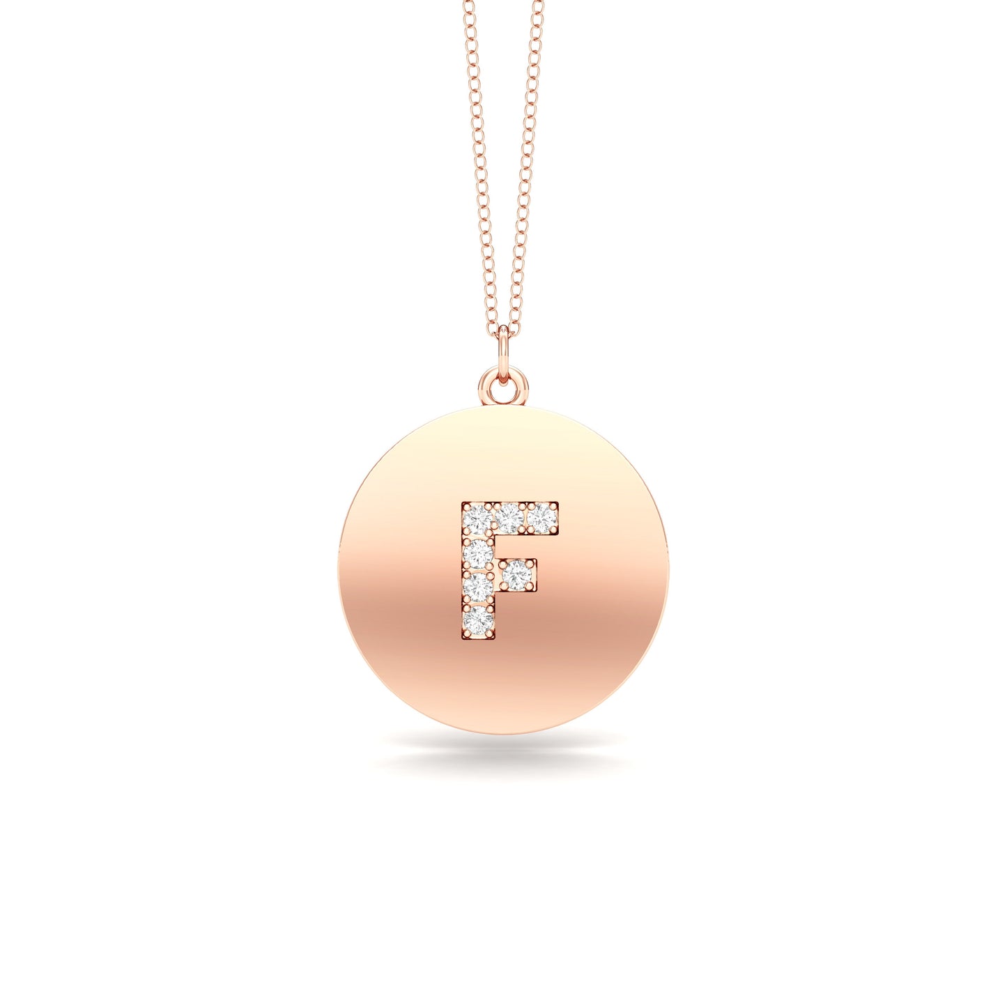 0.07Ct Diamond A-Z Alphabet Initial Pendant, 18" Gold Chain in 14K Gold