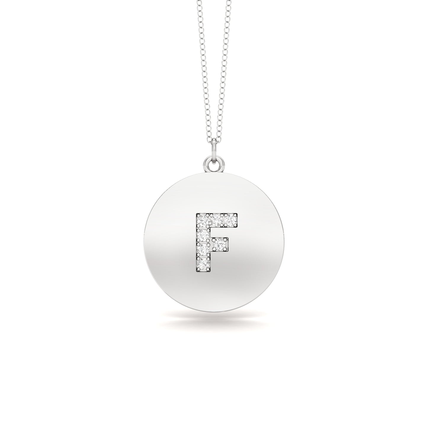 0.07Ct Diamond A-Z Alphabet Initial Pendant, 18" Gold Chain in 14K Gold