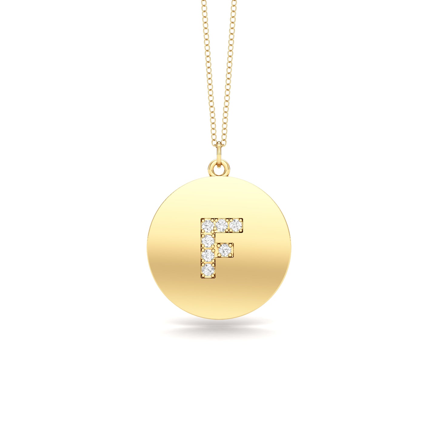 0.07Ct Diamond A-Z Alphabet Initial Pendant, 18" Gold Chain in 14K Gold