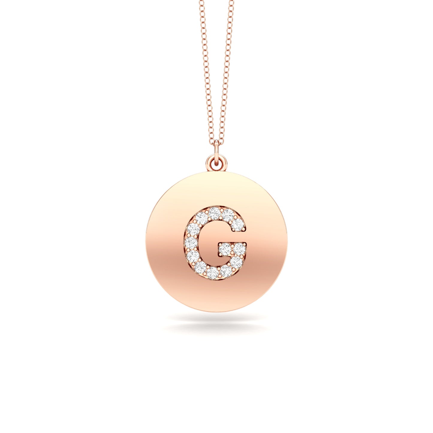 0.07Ct Diamond A-Z Alphabet Initial Pendant, 18" Gold Chain in 14K Gold