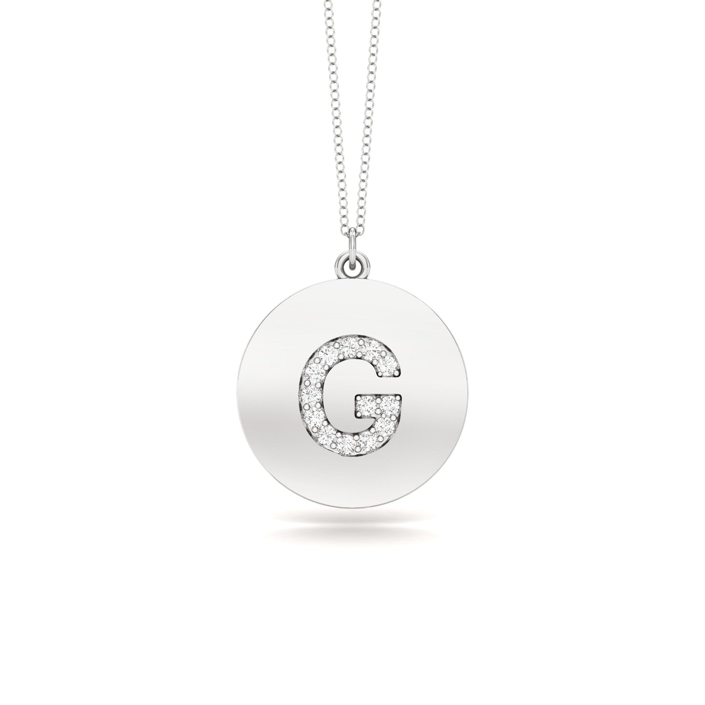 0.07Ct Diamond A-Z Alphabet Initial Pendant, 18" Gold Chain in 14K Gold