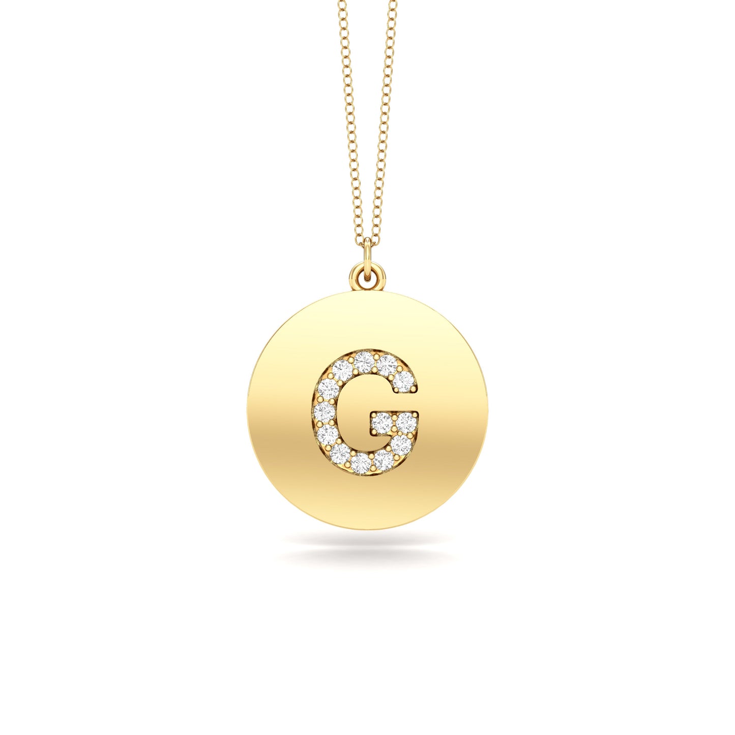 0.07Ct Diamond A-Z Alphabet Initial Pendant, 18" Gold Chain in 14K Gold