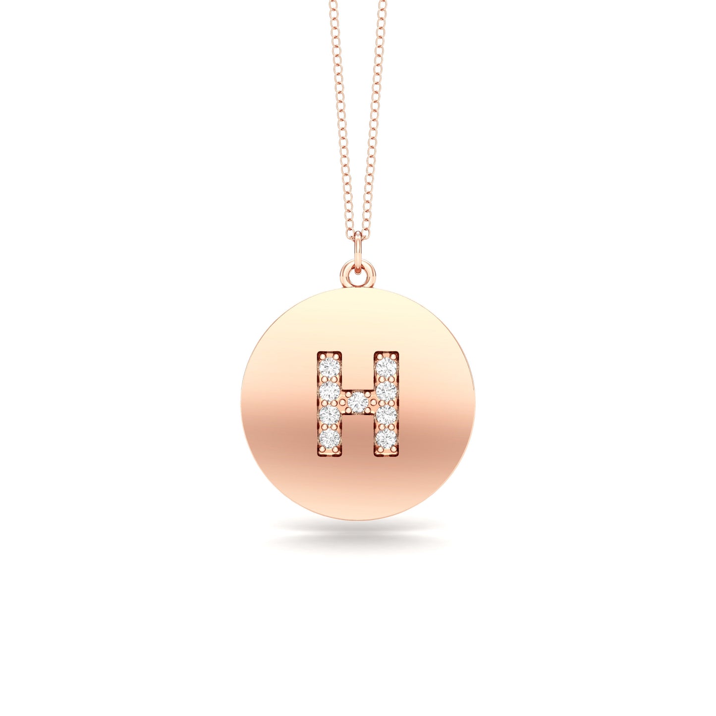 0.07Ct Diamond A-Z Alphabet Initial Pendant, 18" Gold Chain in 14K Gold