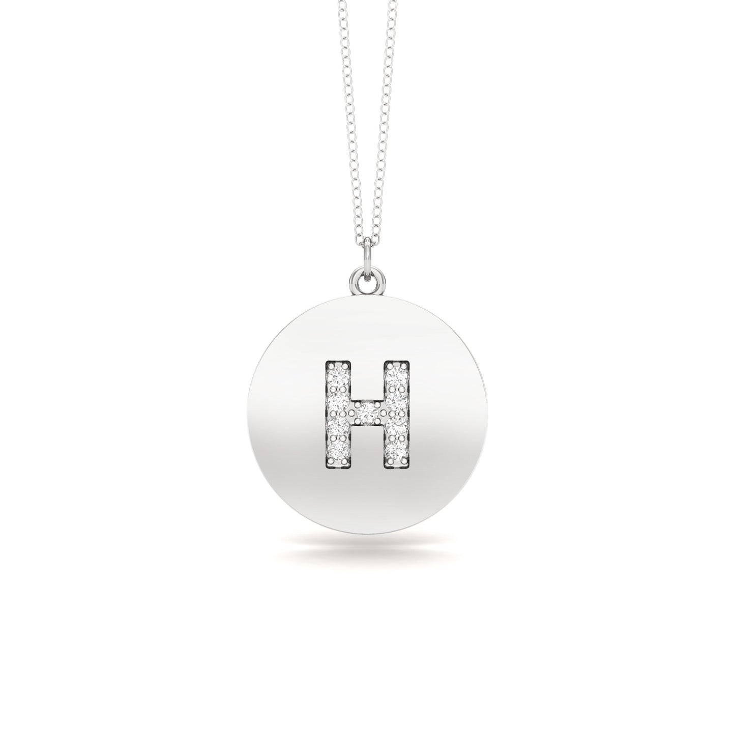 0.07Ct Diamond A-Z Alphabet Initial Pendant, 18" Gold Chain in 14K Gold