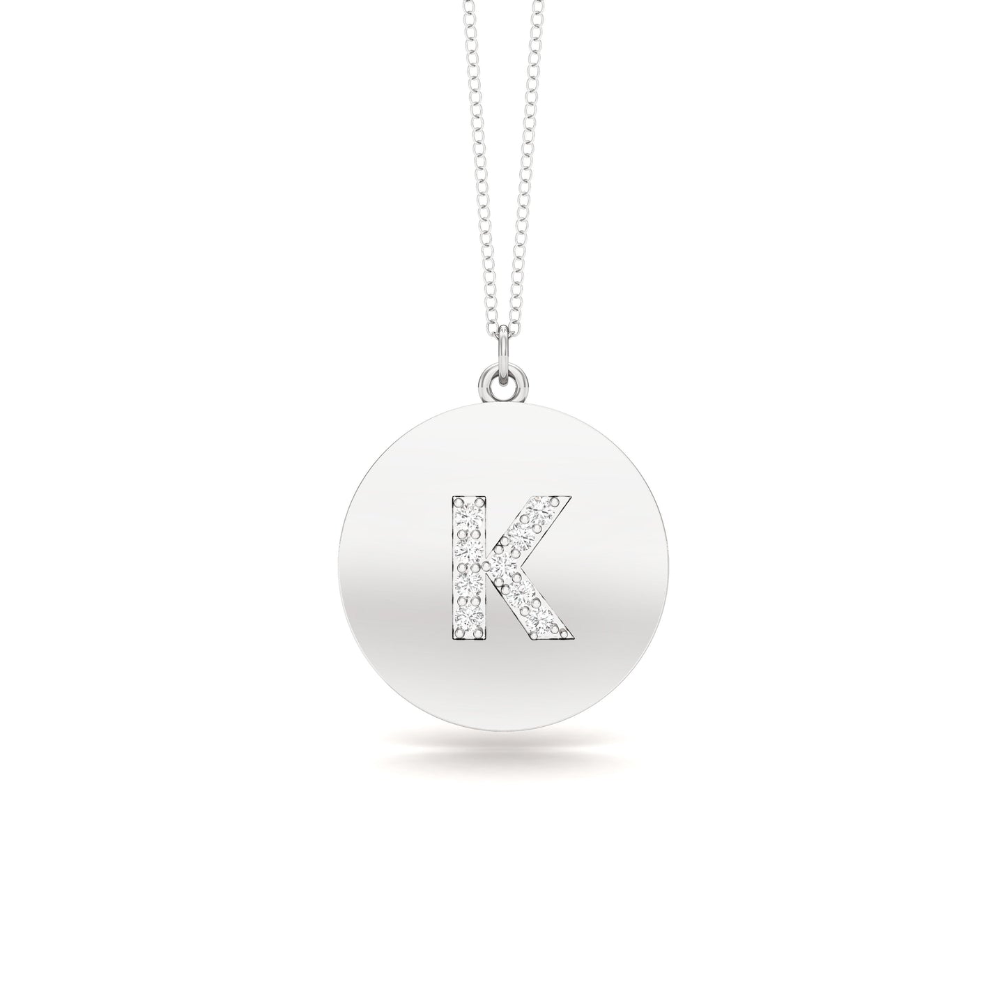 0.07Ct Diamond A-Z Alphabet Initial Pendant, 18" Gold Chain in 14K Gold
