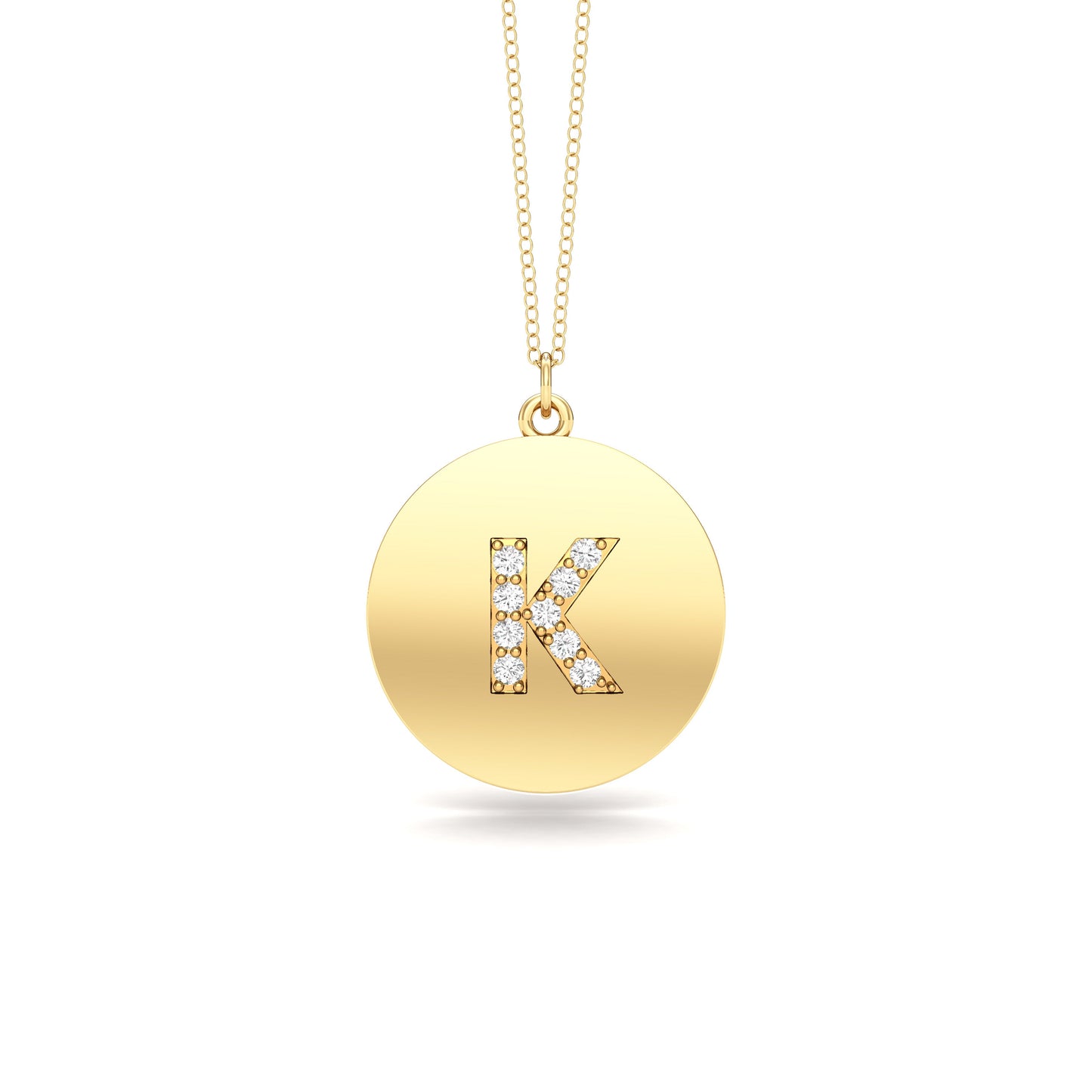 0.07Ct Diamond A-Z Alphabet Initial Pendant, 18" Gold Chain in 14K Gold