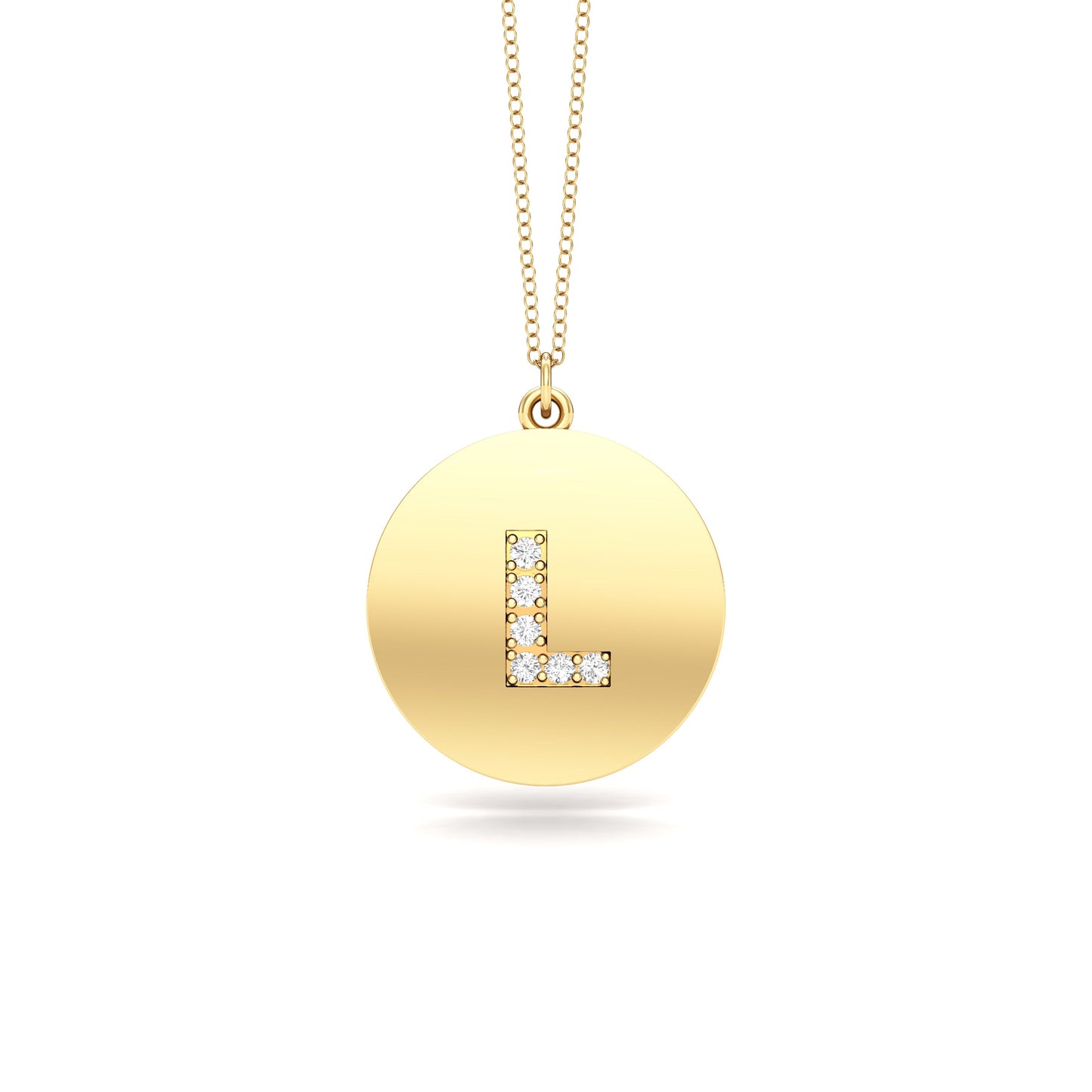 0.07Ct Diamond A-Z Alphabet Initial Pendant, 18" Gold Chain in 14K Gold