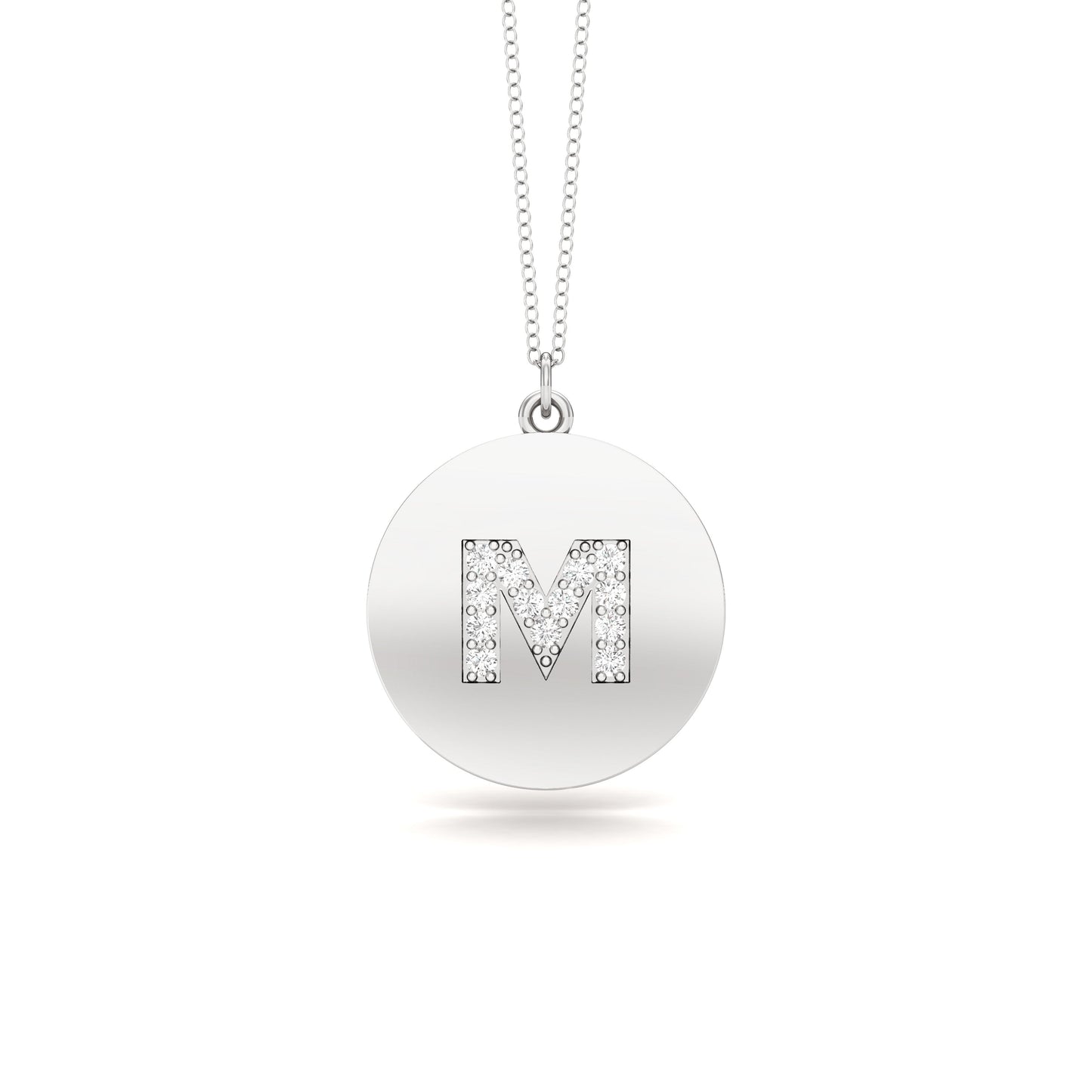 0.07Ct Diamond A-Z Alphabet Initial Pendant, 18" Gold Chain in 14K Gold