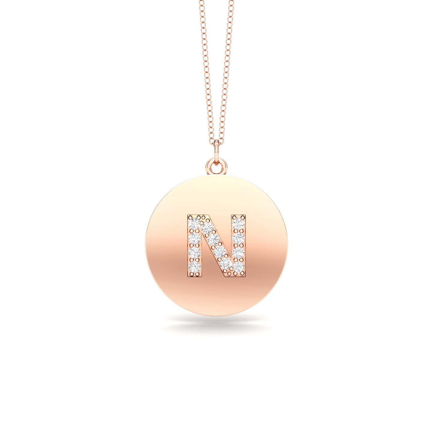 0.07Ct Diamond A-Z Alphabet Initial Pendant, 18" Gold Chain in 14K Gold