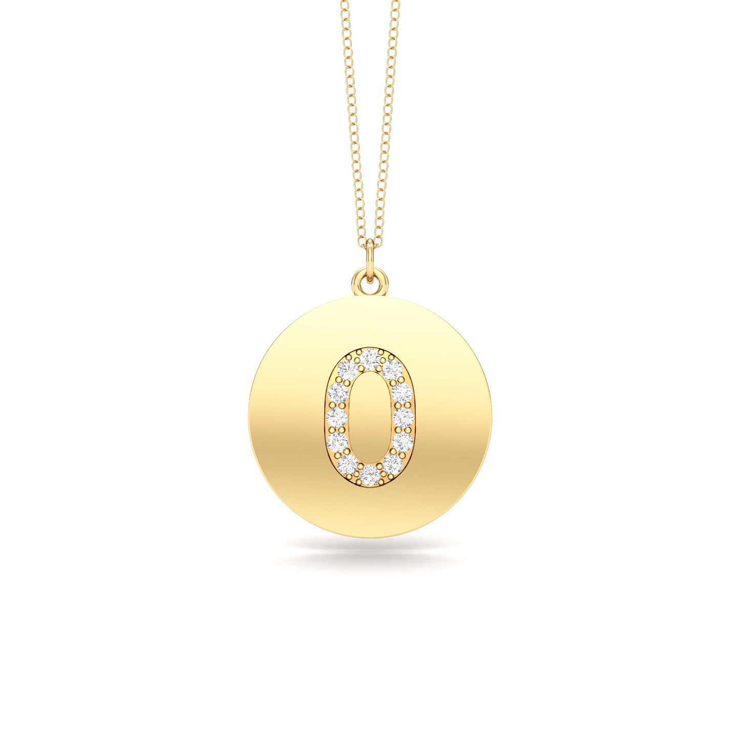 0.07Ct Diamond A-Z Alphabet Initial Pendant, 18" Gold Chain in 14K Gold