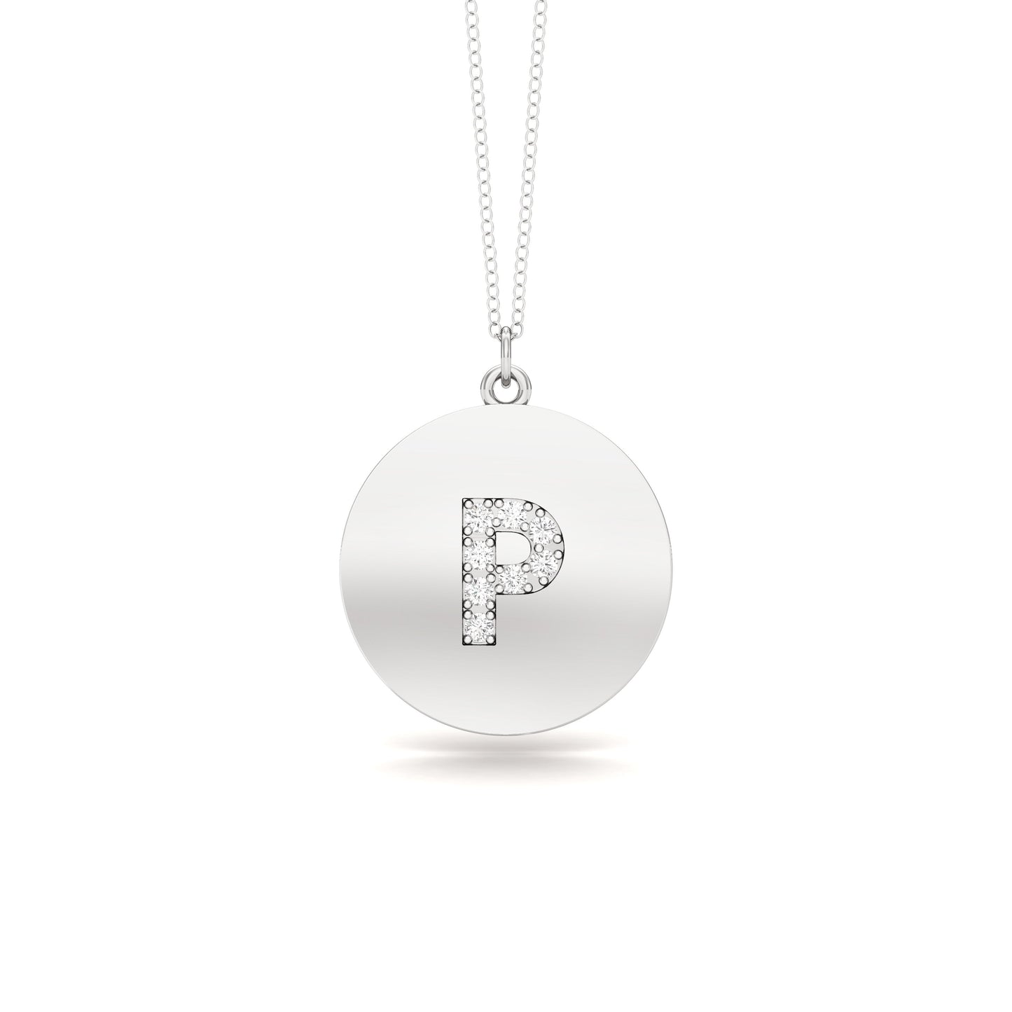 0.07Ct Diamond A-Z Alphabet Initial Pendant, 18" Gold Chain in 14K Gold