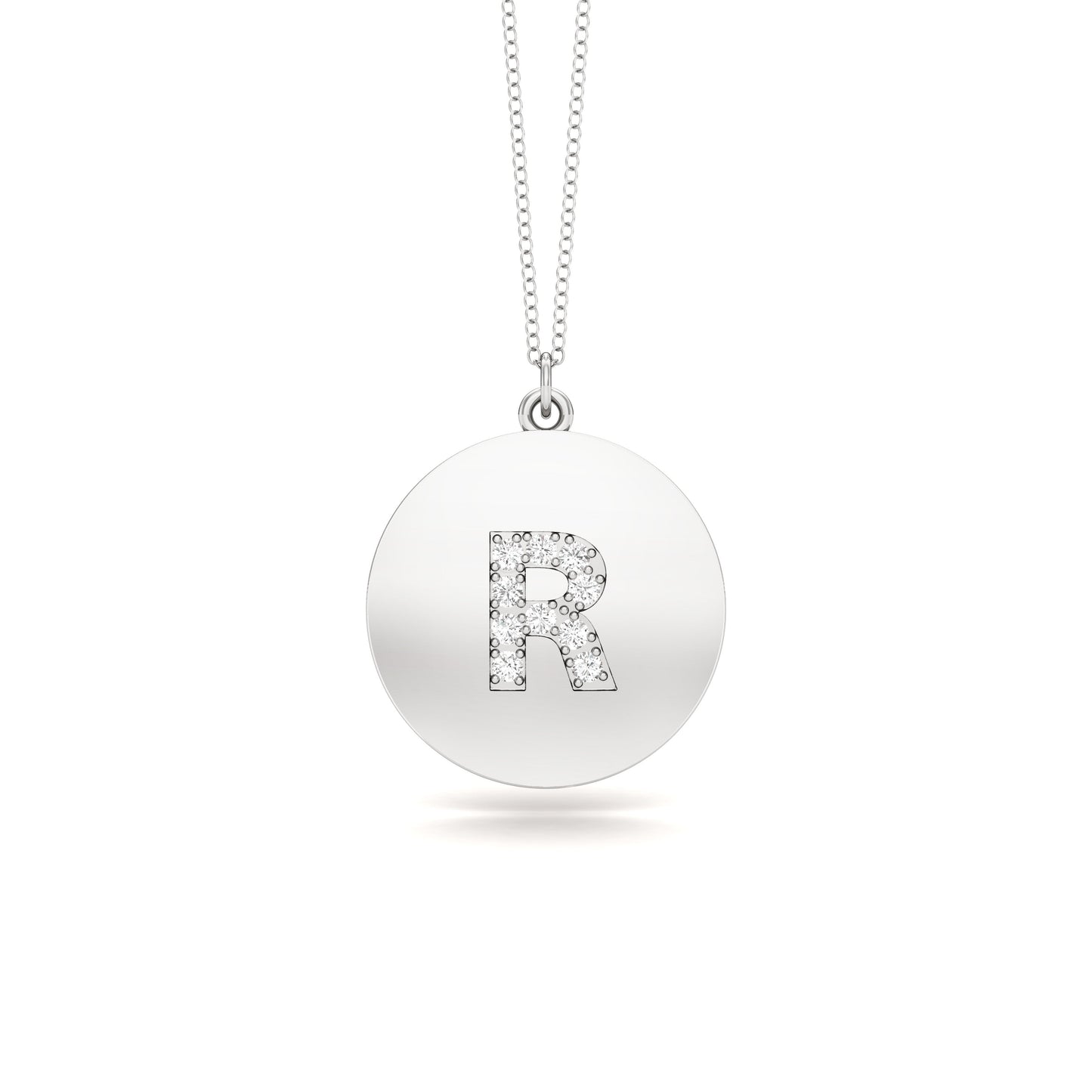 0.07Ct Diamond A-Z Alphabet Initial Pendant, 18" Gold Chain in 14K Gold