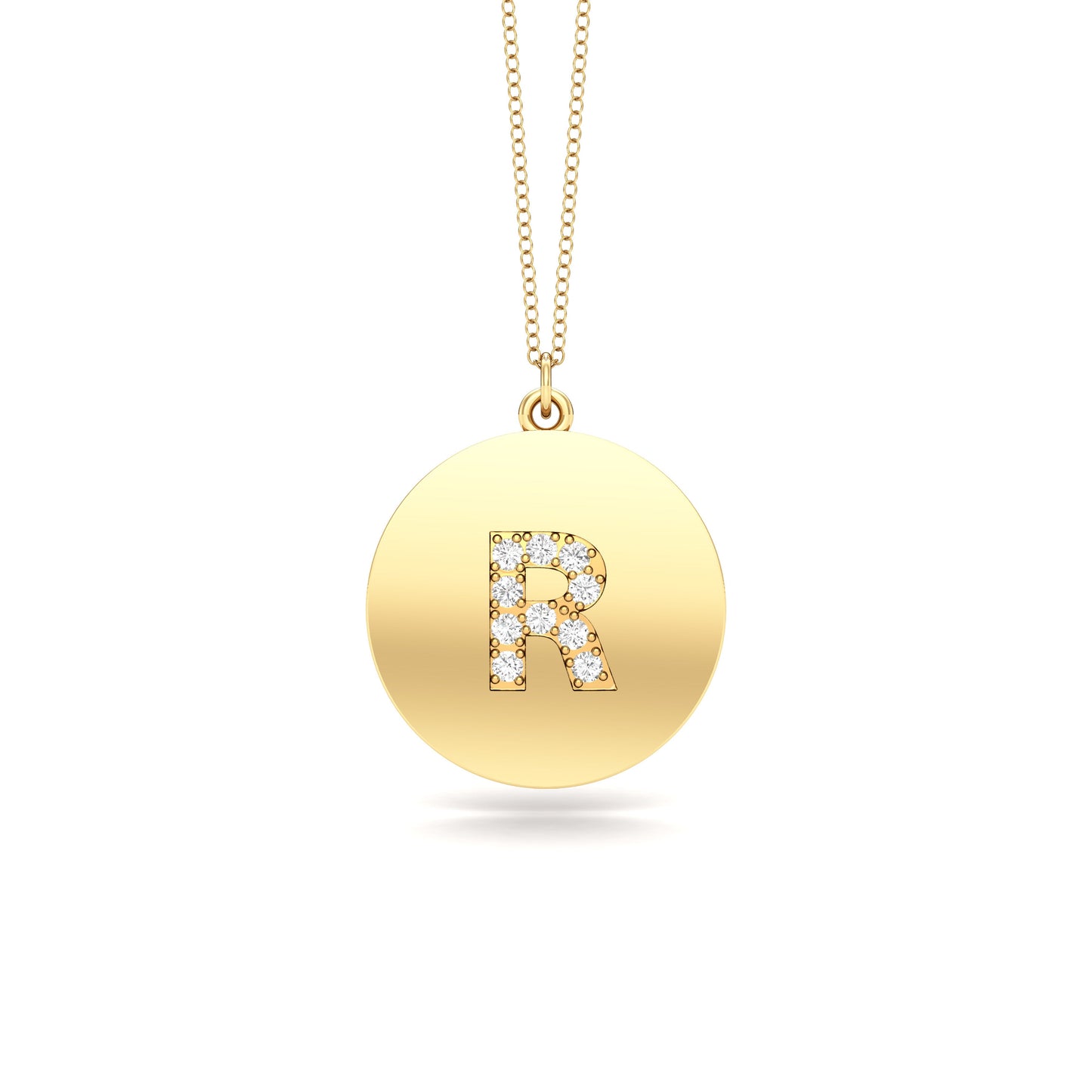 0.07Ct Diamond A-Z Alphabet Initial Pendant, 18" Gold Chain in 14K Gold