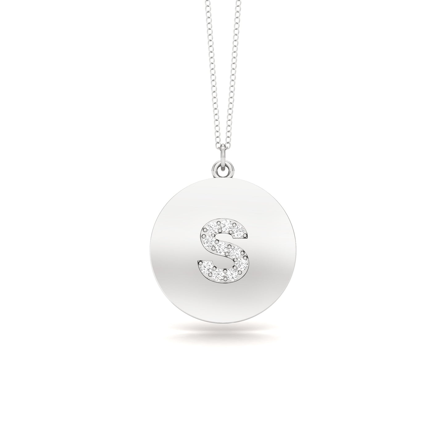 0.07Ct Diamond A-Z Alphabet Initial Pendant, 18" Gold Chain in 14K Gold