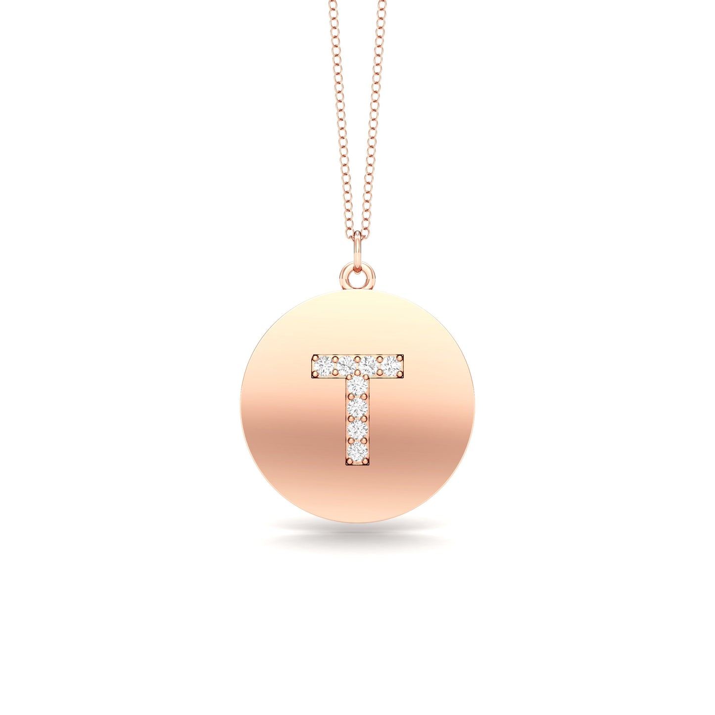 0.07Ct Diamond A-Z Alphabet Initial Pendant, 18" Gold Chain in 14K Gold