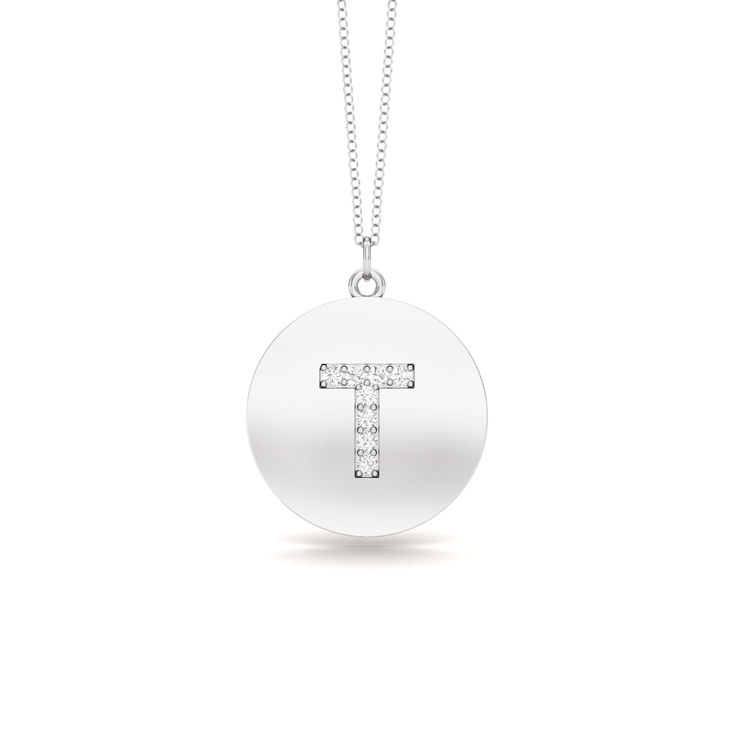 0.07Ct Diamond A-Z Alphabet Initial Pendant, 18" Gold Chain in 14K Gold