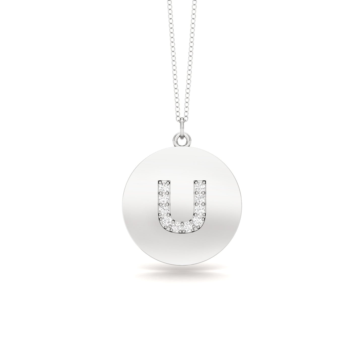0.07Ct Diamond A-Z Alphabet Initial Pendant, 18" Gold Chain in 14K Gold